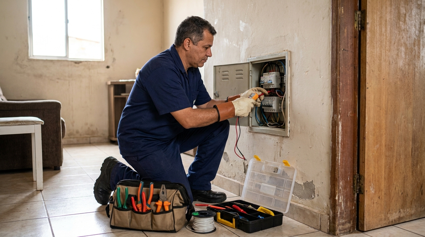 Eletricista com ferramentas em Criciúma‑SC