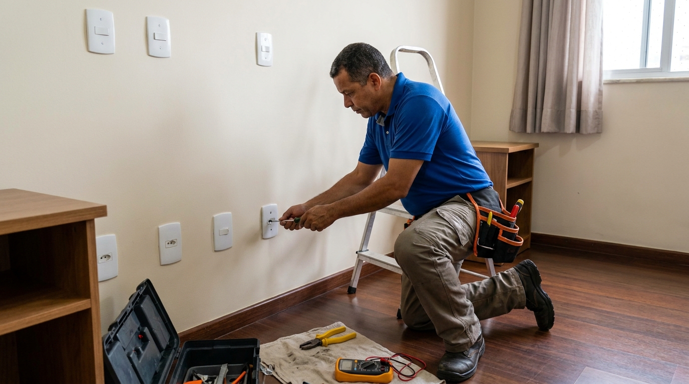 Instalacao de tomada e interruptor residencial em Criciúma‑SC