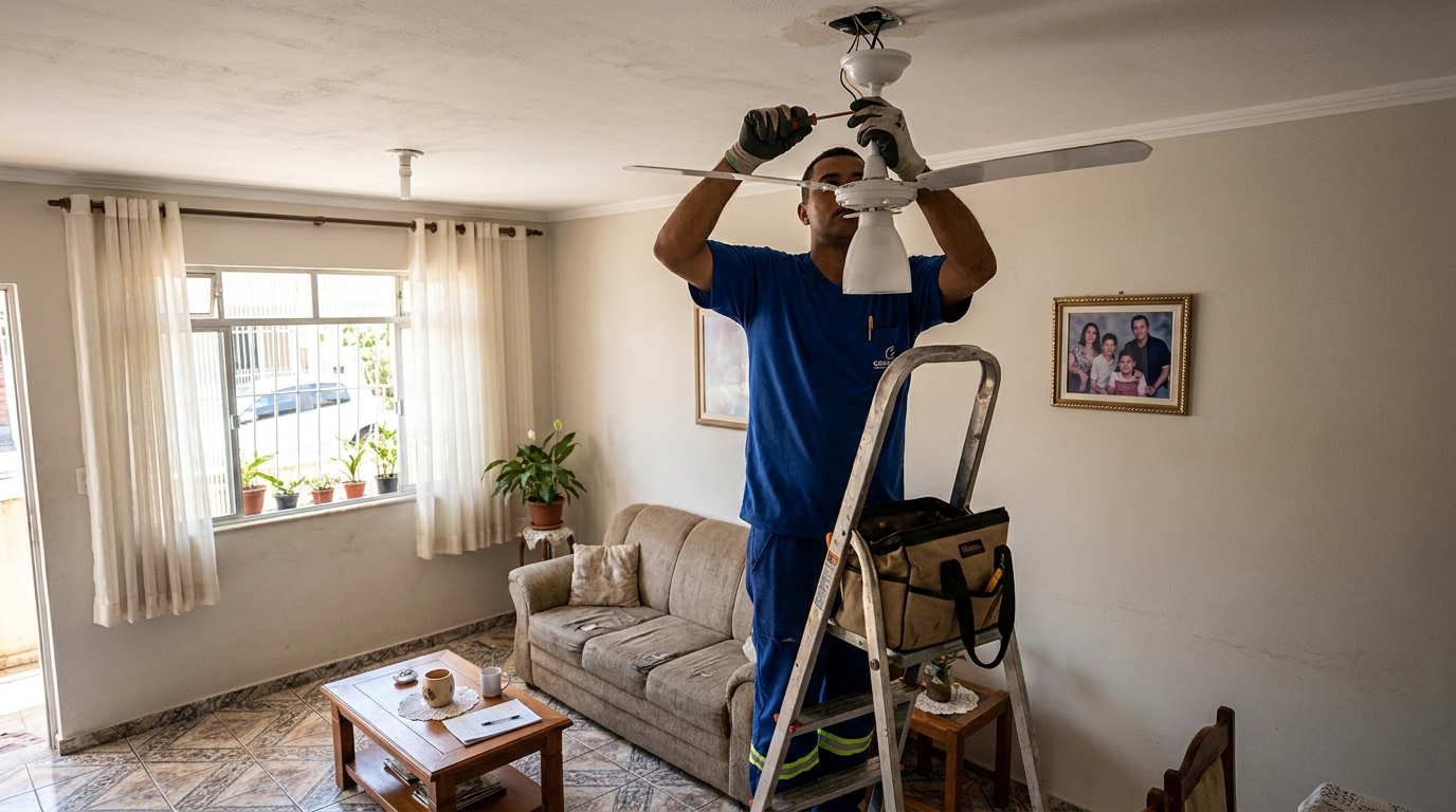 Instalacao de ventilador de teto residencial em Criciúma‑SC