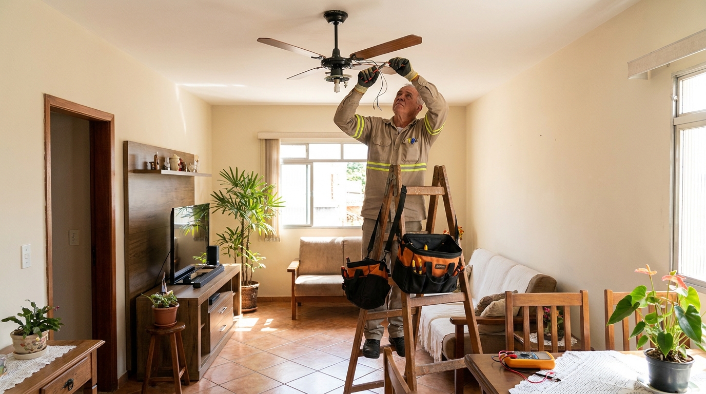 Montagem de ventilador de teto em Criciúma‑SC
